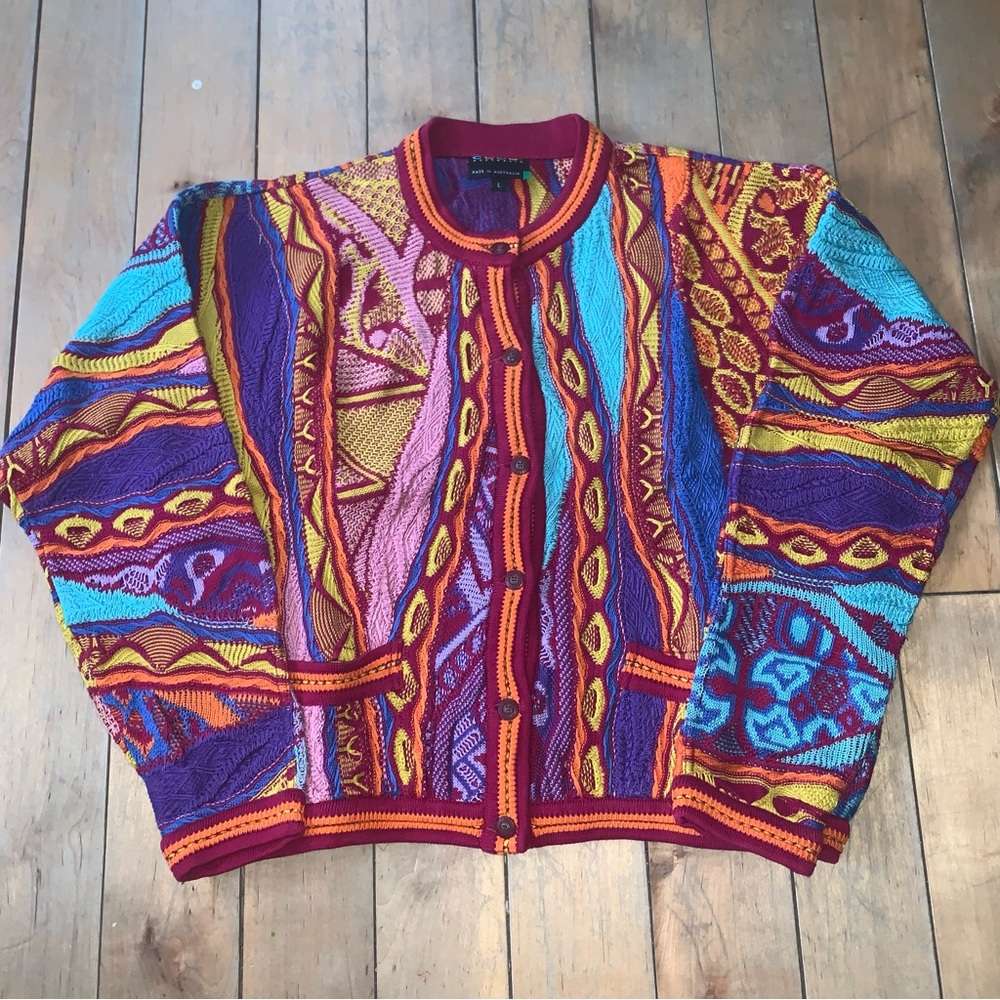 Vibrant Multicolor Textured Knit COOGI Cardigan